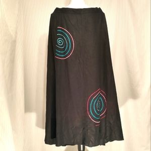 Black Linen Giorgio Fiorlini Linen Skirt Size 22W EUC Elastic Waist